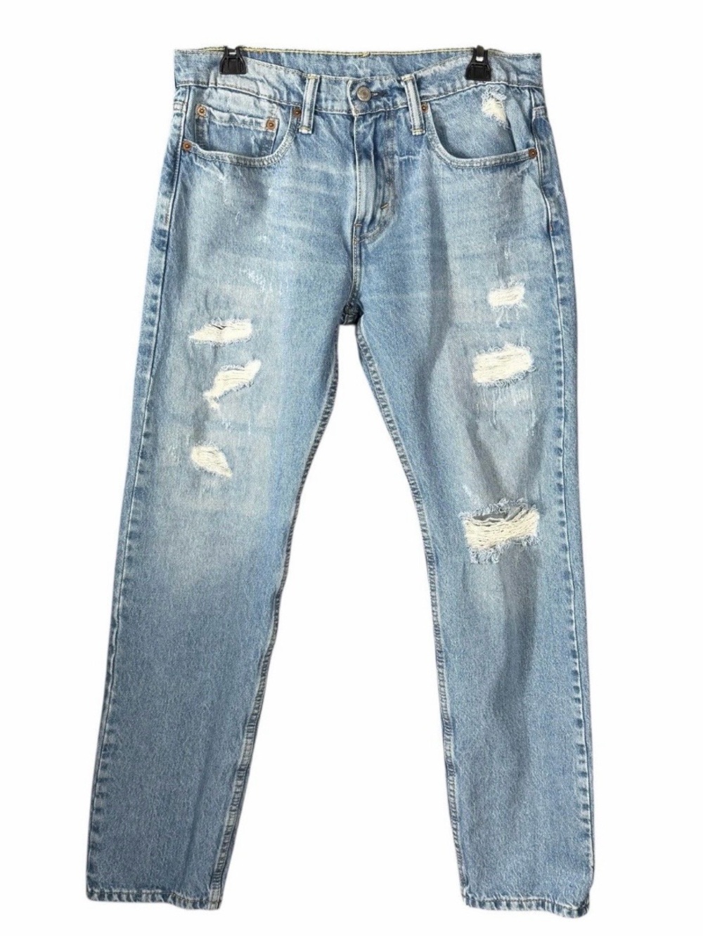 Levi’s 502 Taper Jeans Men’s Size 31x30 Distressed Leg Light Blue Wash